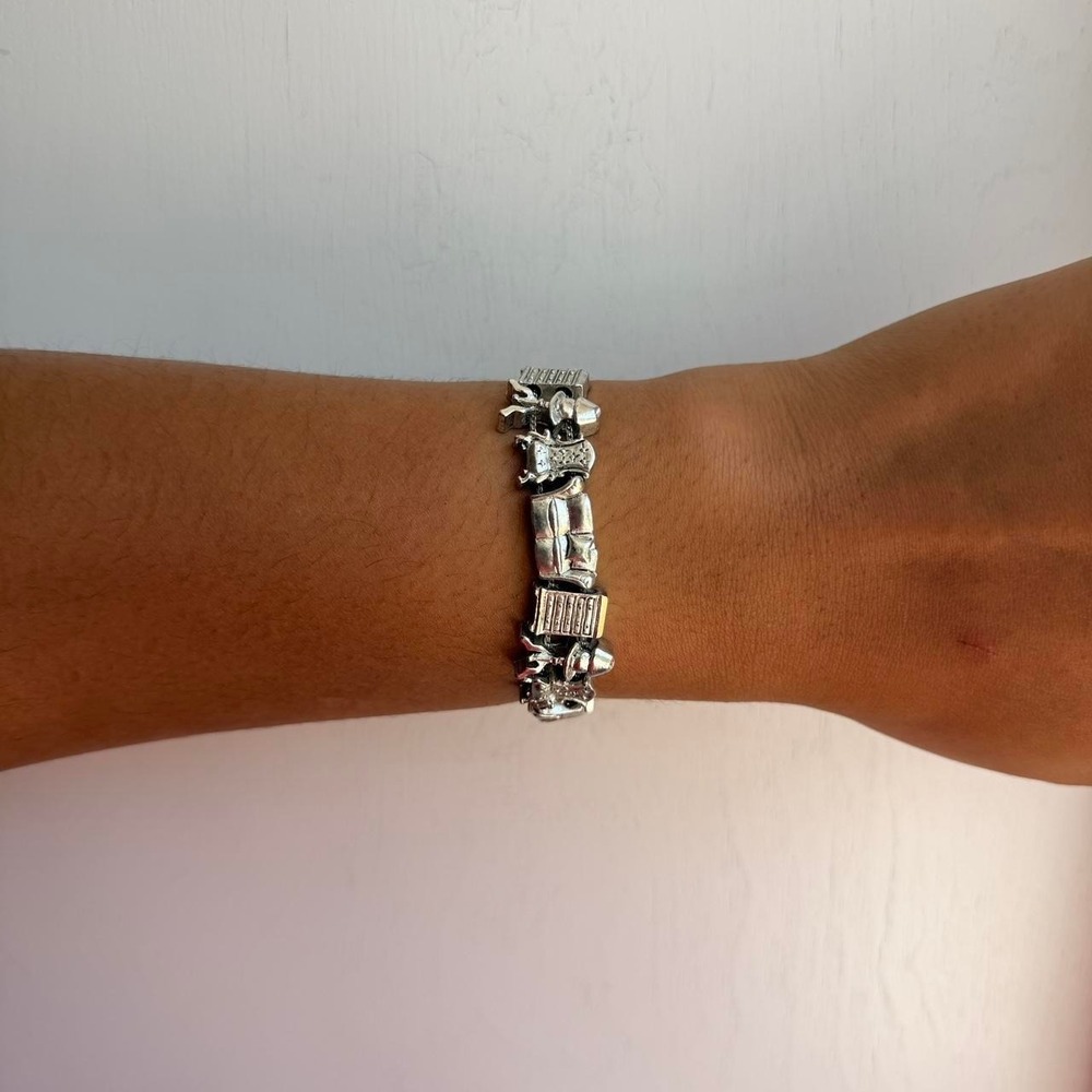SILVER TONE FURNITURE THEMED SLIDING CHARM BRACELET